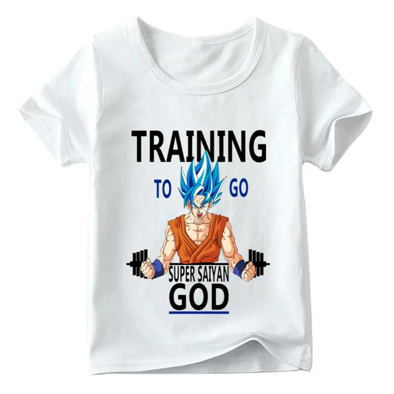 Детская футболка с принтом в стиле аниме «Dragon Ball Training To Go Super Saiyan», летние топы для мальчиков и девочек, детская повседневная футболка, ooo5099 - Цвет: ooo5099 F