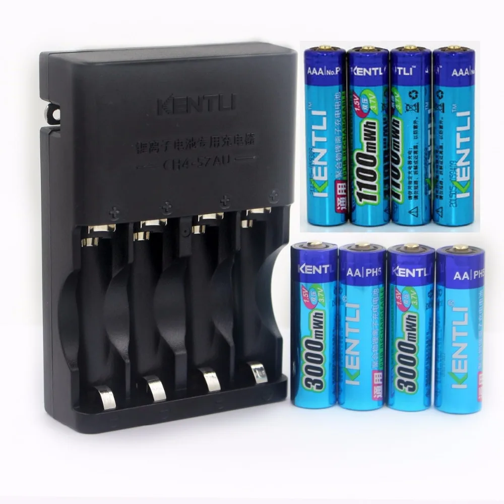 Prix pour 8 pcs (4AA + 4AAA) batterie 1.5 v 3000mWh 1100mWH Li-polymère li-ion polymère au lithium rechargeable AA AAA batterie batterie + 1 Chargeur Prix pour 8 pcs (4AA + 4AAA) batterie 1.5 v 3000mWh 1100mWH Li-polymère li-ion polymère au lithium rechargeable AA AAA batterie batterie + 1 Chargeur