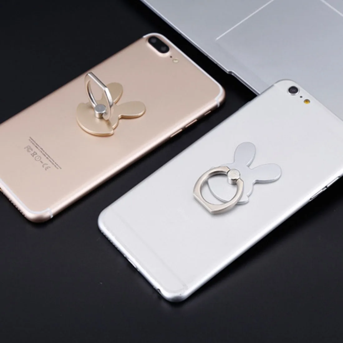 Etmakit 360 Degree Metal Finger Rabbit Shape Phone Holders Ring Mobile Phone Smartphone Stand Holder For iPhone for Samsung
