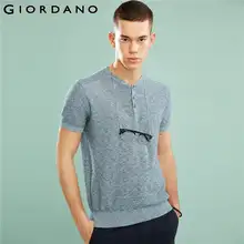 Giordano трикотаж из Натурального льняного хлопка с круглым вырезом на пуговицах и короткими рукавами,имеет несколько цветовых решений