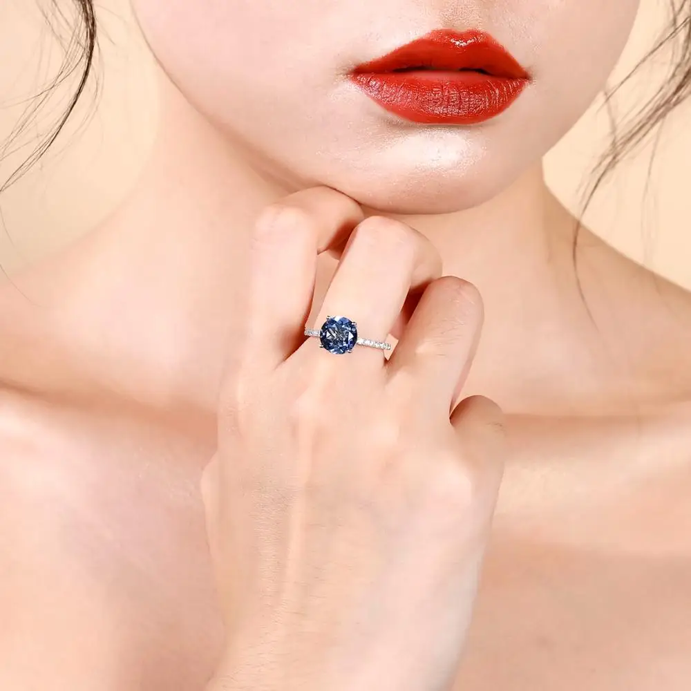 Gem's Ballet 2.73Ct натуральный иолит Синий Мистический Кварц кольцо 925 пробы серебро Solitaire обручальные кольца для женщин хорошее ювелирное изделие