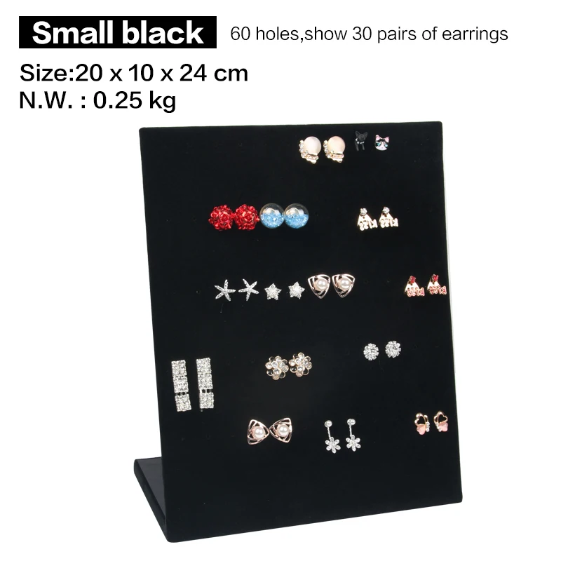  30 pairs of Earring Display Stand Holder L Shape Velvet Stud Earrings Display Rack Pin Ear Ring Jew