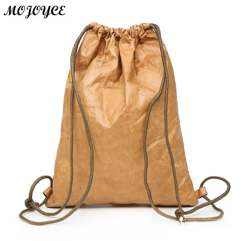 Женский водонепроницаемый крафт-бумажный рюкзак на шнурке с буквенным принтом, рюкзак на плечо, повседневный простой дизайн, рюкзак Mochila