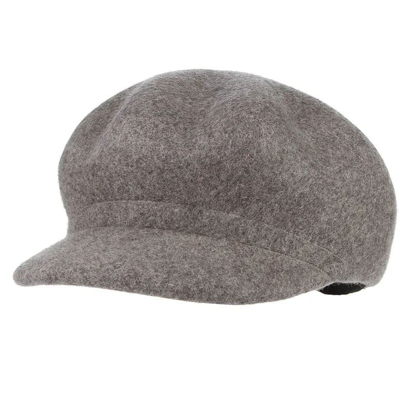 GEMVIE осенне-зимняя шапка, кашемировая шерстяная фетровая Кепка Newsboy для женщин, кепка Baker Boy, одноцветная женская теплая элегантная восьмиугольная кепка - Цвет: Grey