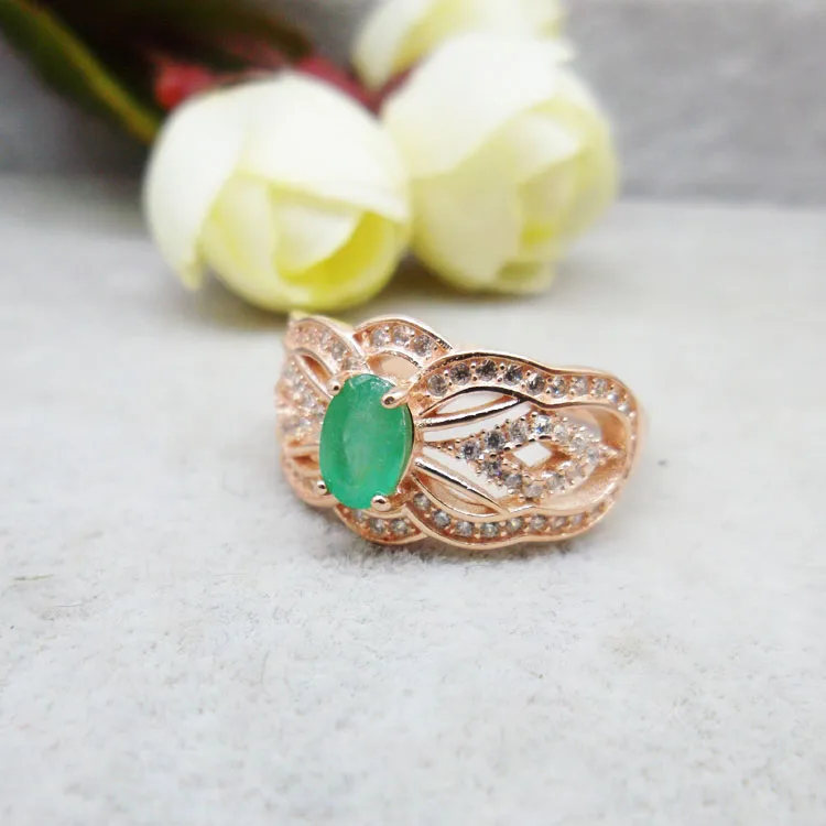 

925 sterling silver Emerald Rings gift for women jewelry emerald Wedding ring open rings Fine Jewelry j040601agml
