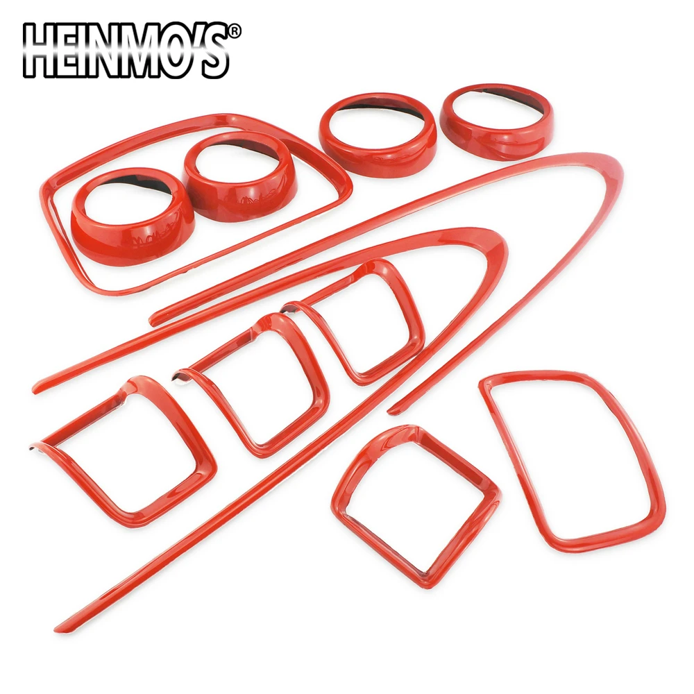 Для MINI Clubman F54 наклейки для украшения интерьера наклейки для MINI Cooper аксессуары для автомобиля Стайлинг для MINI Cooper F54 запчасти - Название цвета: 12PCS Whole Set Red