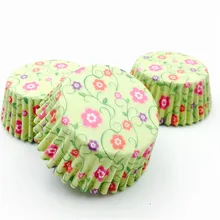 100 шт./лот зеленые цветы бумажные подставки для кексов обертки для кексов для декорирования торта стаканчики для кексов, булочек
