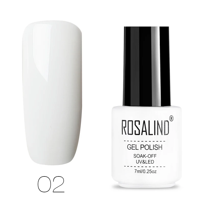 Гель ROSALIND 1 Гель-лак для ногтей 7 мл белая бутылка для дизайна ногтей чистые цвета стойкий Гель-лак для ногтей Лаки отмачиваются маникюр - Цвет: 02