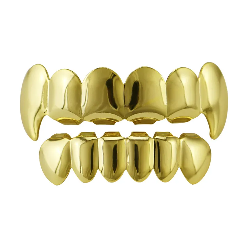 Gold Teeth Grills Top & Bottom Tooth Dental Grills Hip Hop Vampire Fang