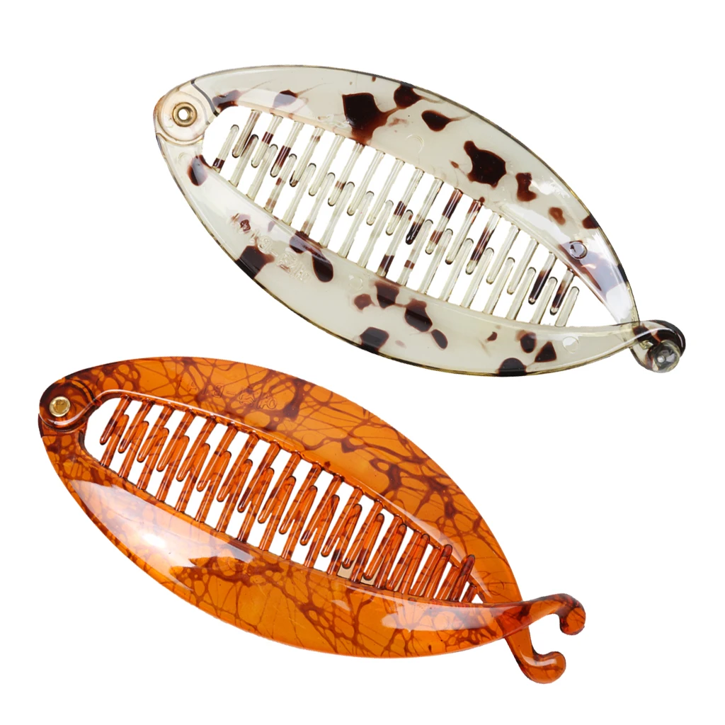 2 Pieces Fish Tail Design Hair Banana Clip 13x6cm Lady Girls School Girls Hair Clips Barrette Comb Hair Jewelry