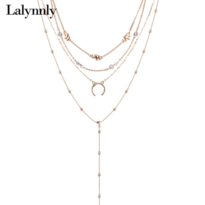 

Lalynnlys Fashion Gold Multi-layer Chain Necklace Pendant Crescent Moon Necklace For Women Gold Chain Necklace Jewelry N61061
