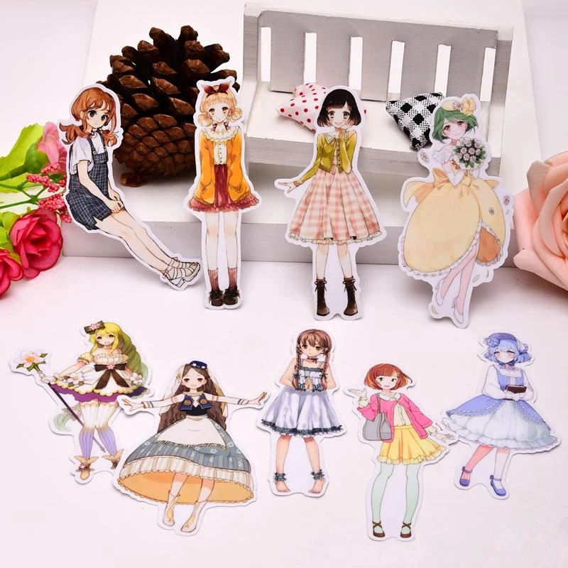 

9pcs kawaii self-made cute girls stickers for phone car Label Decorative Stationery Scrapbooking office and school supplies