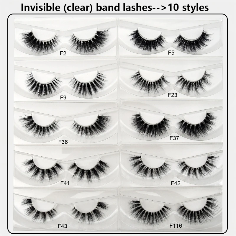 Eyelashes Transparent Band False Handmade 3D Mink Lashes Invisible Eyelash Extensions Maquillage Makeup Cilios | Красота и здоровье