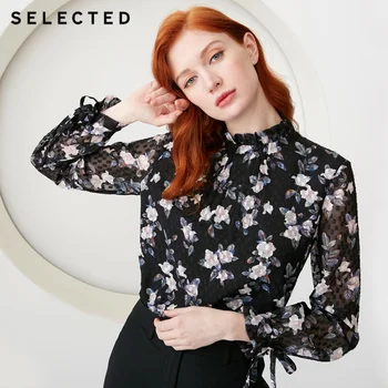 

SELECTED Women's 3D Figure Lace-up Stand-up Collar Long-sleeved Tops S|419151505