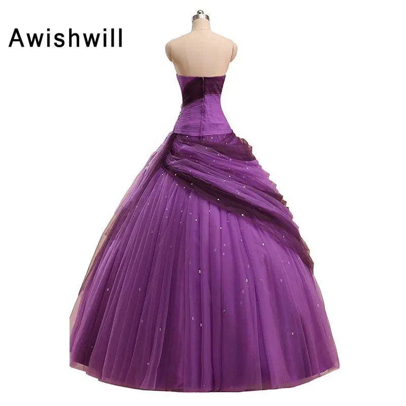 Фиолетовое бальное платье пышные платья, украшенные бисером Vestidos de 15 Anos, недорогие милые платья 16, платья для дебютантов, платья для 15 лет