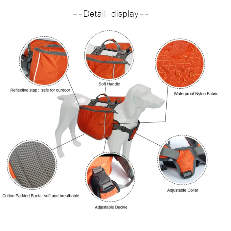 Рюкзак для собак, переноски и сумки для средних и больших собак, Светоотражающий Поводок для отдыха на природе, водонепроницаемый дышащий продукт для собак