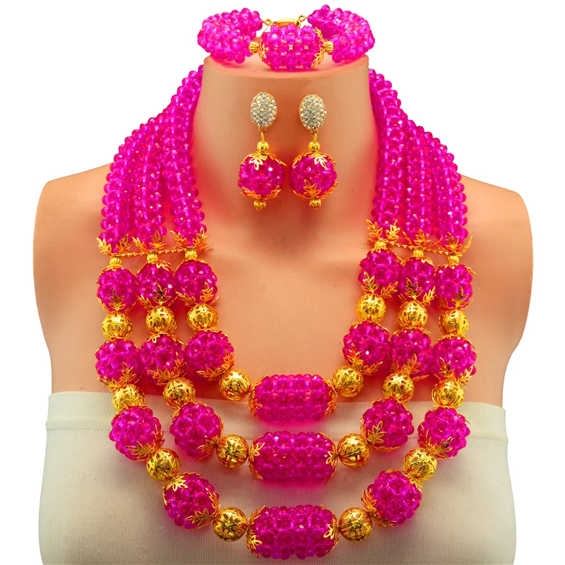 Crystal Beads Bridal Jewelry Sets African Nigerian Wedding Beads for Women Jewelry Set Choker Necklace beads layered wrap choker necklace