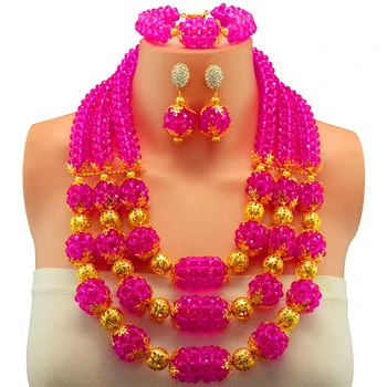 

Crystal Beads Bridal Jewelry Sets African Nigerian Wedding Beads for Women Jewelry Set Choker Necklace