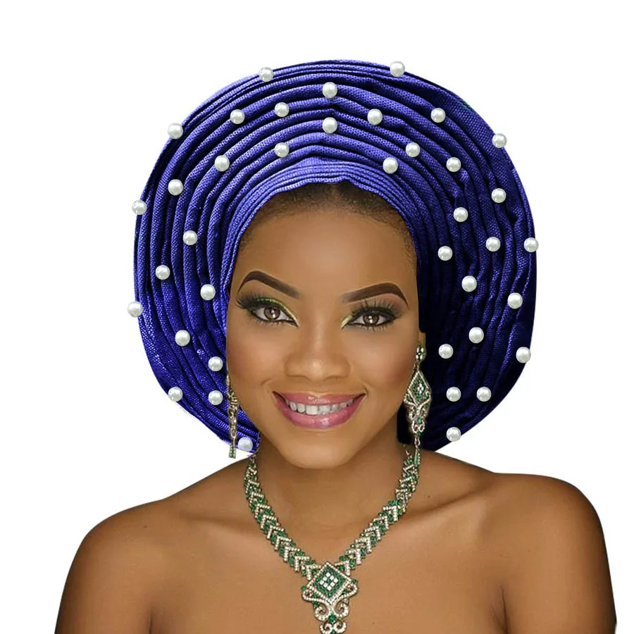 Головной убор Aso oke с бусинами головной aso в нигерийском стиле африканском для