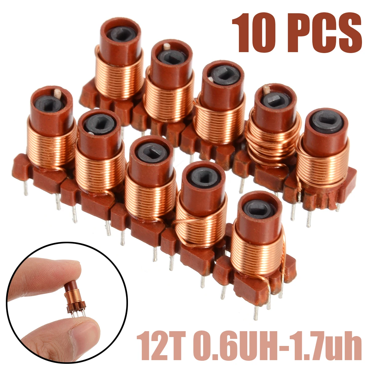 10pcs Durable 0.6uh-1.7uh Adjustable High-Frequency Ferrite Core Inductor Coil Mini Ferrite Core Inductor 12T 25MHz ~ 100MHz