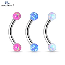 1 шт. опал брови тату 1,2*6/8/10 мм 316L хирургические Сталь кольцо для пирсинга губ кольцо для соска/бровей Бар для пирсинга Серьги Козелок кольцо