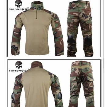 

2017 New EMERSON Gen2 BDU combat Uniform Airsoft training Shirt & Pants Set with elbow knee pads Suits Woodland