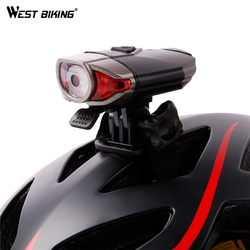 Best WEST BIKING Cycle USB Rechargeable Front Bicycle Helmet Light Bike LED Handlebar Lamps Bicycle Helmet Safety Flashlight Torch 9