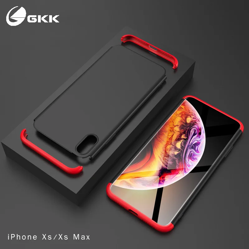 

GKK for iphone XR 3 IN 1 anti-shock 360 Full protection Matte Hard PC cover for iphone XR XS/XS MAX fundas shell Business plain