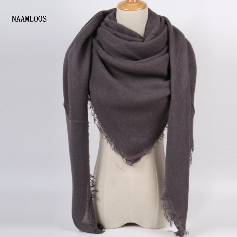 Kaufen Mode Luxus Marke Schal Frauen Kaschmir Einfarbig Winter Quadrat Schals und Wraps Oversize Decken Foulard Dropshipping