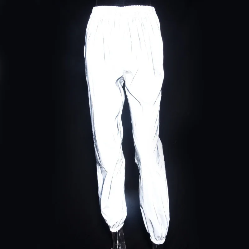flash reflective jogger pants autumn winter women casual gray solid streetwear trousers
