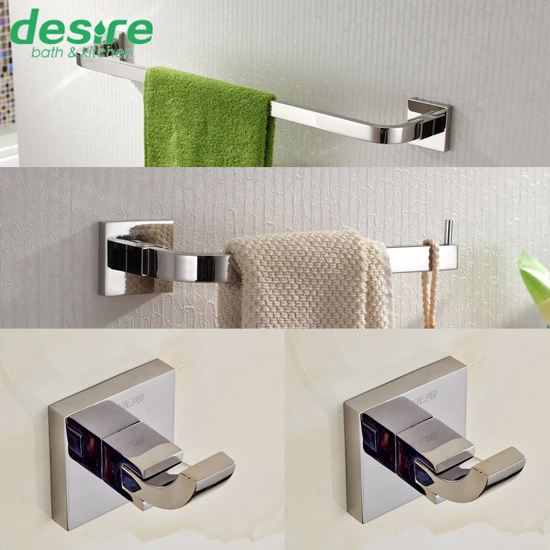 

SUS 304 Hand Polished Finished Set 3 Single Towel Bar 2pc Clothes Hook  Bathroom Accessories E5130