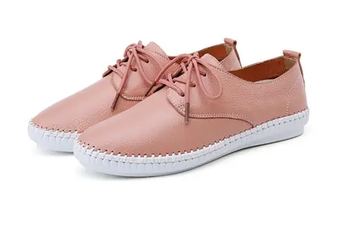 Summer Leather Shoes Flat Platform Casual Ladies Shoes Low Heel Comfortable Women Shoes Black Big Size