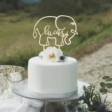 Персонализированное имя слон день рождения торт Топпер вечерние украшения подарок на заказ дерево ребенка первый день рождения торт Топпер