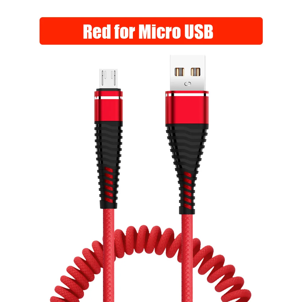 Весна USB C Micro USB кабель Выдвижной зарядный кабель Быстрая зарядка кабель для передачи данных провод шнур для huawei P20 P10 для Xiaomi - Цвет: Red for Micro USB