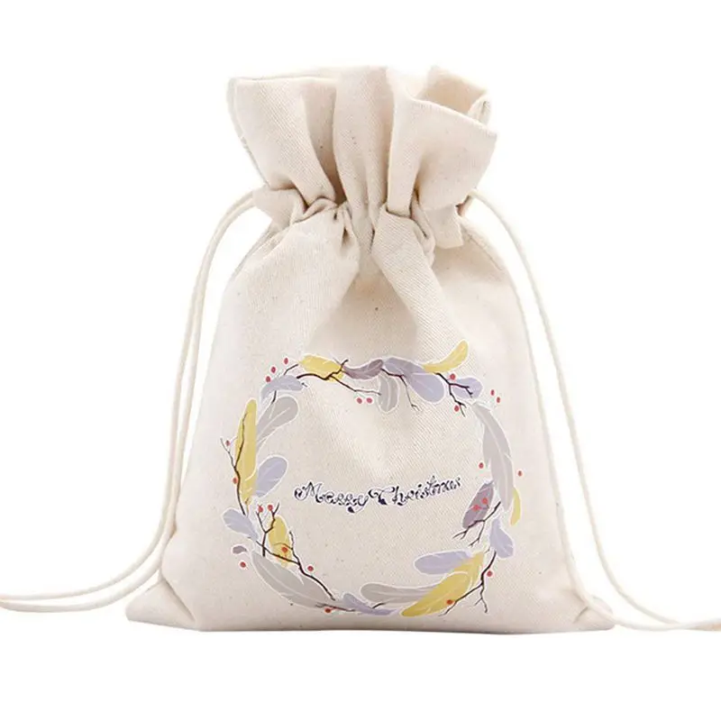 

Unique Design Large Christmas Gift Bag Home Party Decoration Vintage Drawstring Canvas Dinner Table Gift Bag Supplies 11#
