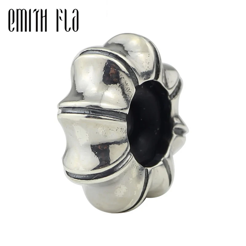 

Emith Fla Jewelry 925 Sterling Silver New Stopper Spacer Charm Beads DIY Fit for European Bracelet & Necklace Vintage Bead Charm