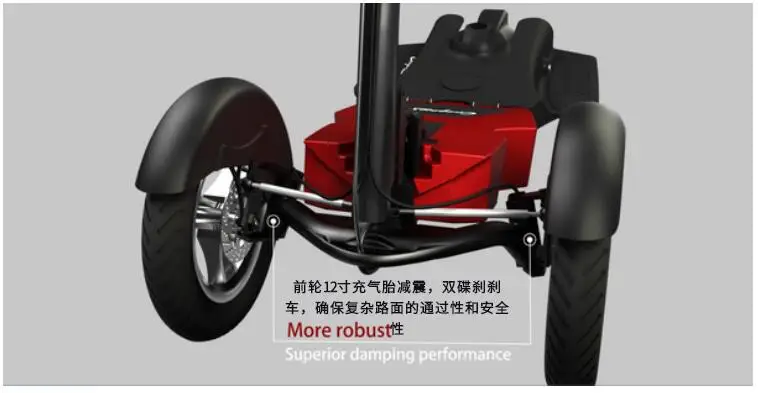 Top 2018 800W Three wheels Off Road Electric Scooter Folding All terrain Skateboard Foldable E-Scooter with seat Removebale battery 3