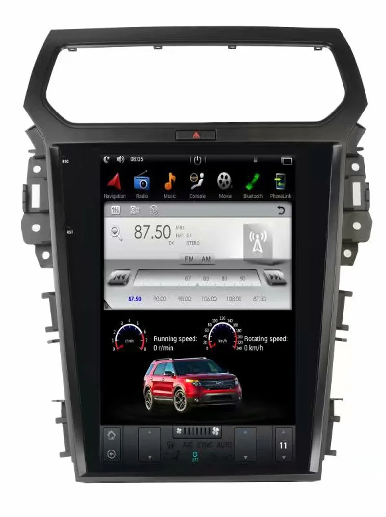 12," tesla стиль android 7,12 автомобильный dvd-плеер для Ford Explorer 2013- с gps навигацией wifi FM аудио стерео монитор
