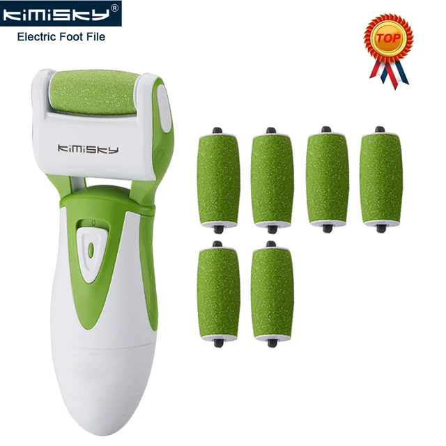 KIMISKY Green Electric Pedicure Tools Foot Care Sawing Foot File Dead skin remover Pies Corn Foot Care Tool 7Pcs Roller Heads