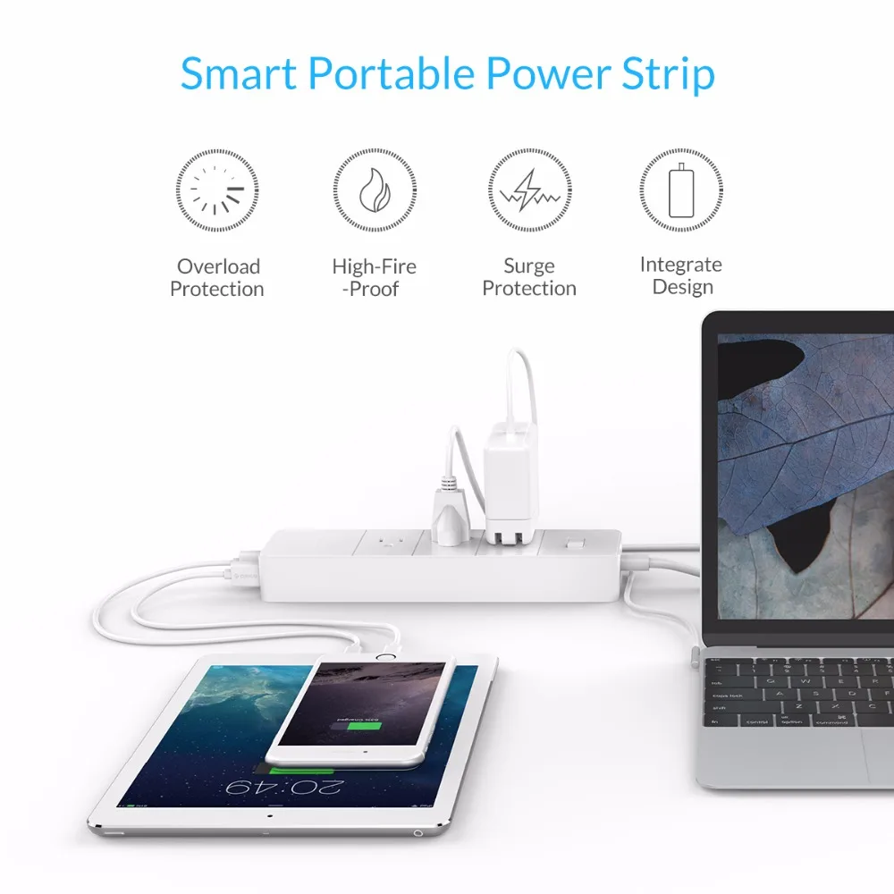 ORICO 4 USB Розетка с вилкой США защита от короткого замыкания огнестойкие материалы
