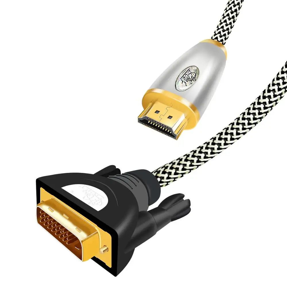 PCER HDMI/DVI Кабельное Аудио Видео Кабель DVI HDMI кабель со штыревыми соединителями на обоих концах для подключения кабеля для ПК монитор HDTV проектора DVI24+ 1 типа папа-папа HDMI, DVI