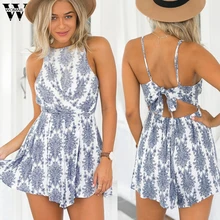 Womail боди Женская Летняя мода Повседневная майка сексуальная без спинки комбинезон праздничный пляжный костюм Комбинезоны Новинка Прямая поставка f28