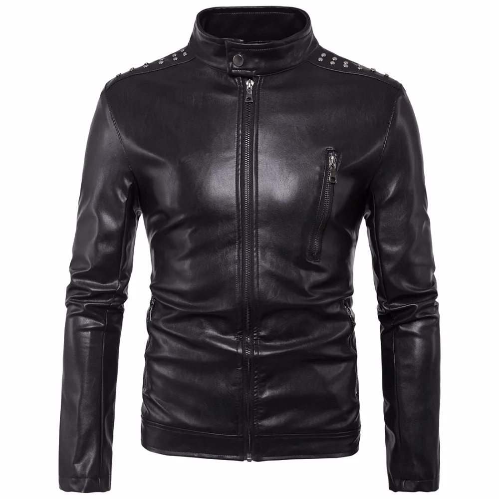 Newest British Motorcycle Leather Jacket Men Classic Rivet Biker Black Jackets Male Bomber Faux Leather Jackets Coats Men Newest British Motorcycle Leather Jacket Men Classic Rivet Biker Black Jackets Male Bomber Faux Leather Jackets Coats Men
