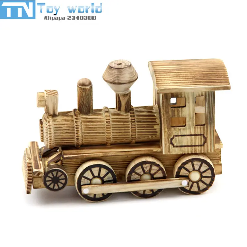 2017 Wooden Locomotive toy 19cm wooden arts and crafts