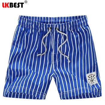 

LKBEST 2019 Men Swimwear trunks Summer Quick-Drying Beach Shorts Casual Loose Board Shorts For Men striped casual shorts 1403-1
