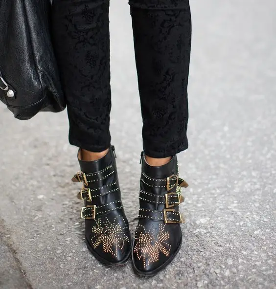 studded ankle boots outfit