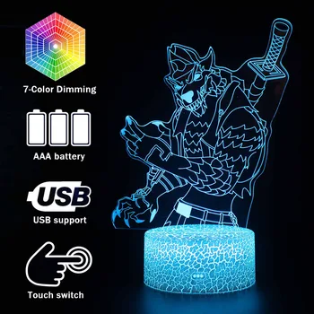 

Fortress night battle royale Colors Changing Projection Lamp Werewolf Action Figure 3d illusion light up Luminous toys