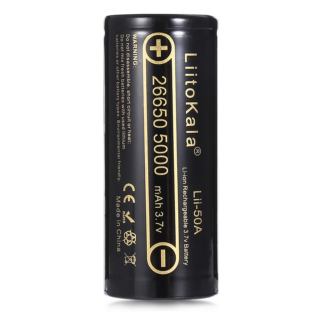 HK LiitoKala lii-50A 26650 5000mah литиевая батарея 3,7 V 5100mAh 26650 аккумуляторная батарея подходит для вспышки Новинка