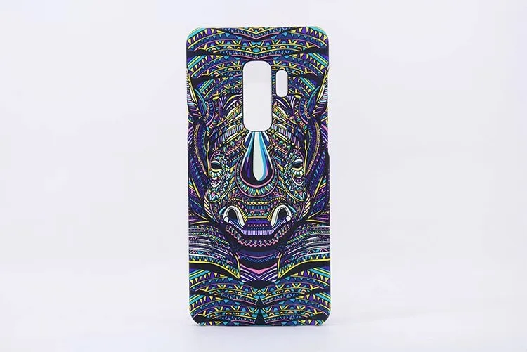 Luminous Aztec Animal Case for Samsung Galaxy S9 S8 S7 S6 Edge Cover Embossed Rabbit Wolf Elephant PC Fundas Case For Samsung S9 (6)