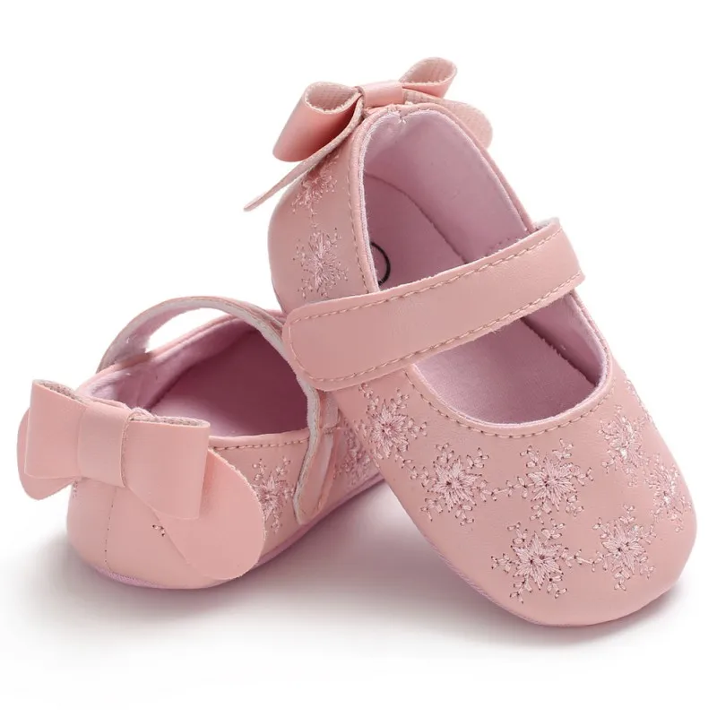Детские для маленьких девочек обувь с милым бантом вышивка цветы мягкие Нескользящие Детские туфли принцессы детские первые ходунки обувь